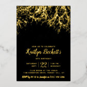 18モダンth Birthday Partyのライ実在ト 箔招待状 (正面)