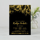 18モダンth Birthday Partyのライ実在ト 箔招待状 (立ち正面)