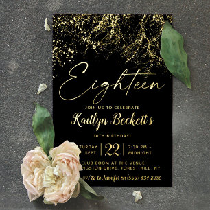 18モダンth Birthday Partyのライ実在ト 箔招待状