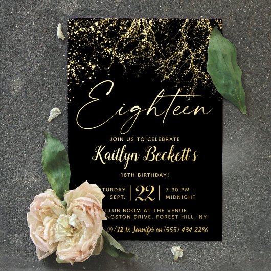 18モダンth Birthday Partyのライ実在ト 箔招待状