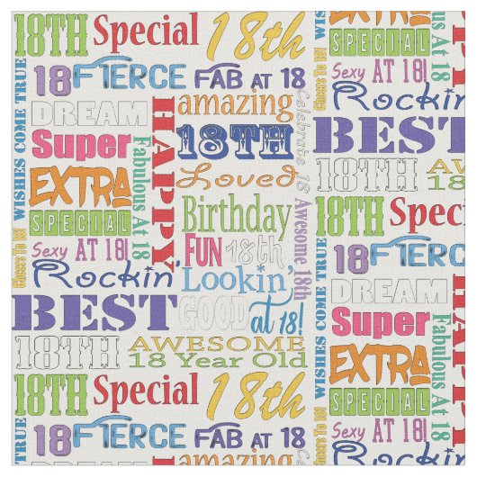 18ユニーク歳の誕生日プレゼント ファブリック (クローズアップ)