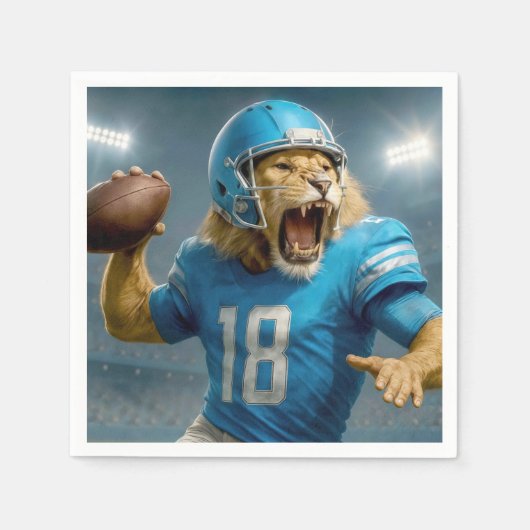 #18ライオンサッカー選手 スタンダードカクテルナプキン (正面)