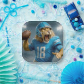 #18ライオンサッカー選手 ペーパープレート (パーティー)