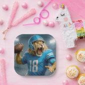 #18ライオンサッカー選手 ペーパープレート (パーティー)