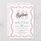 18レトロウェーブミニマリスト18誕生日 招待状 (正面)