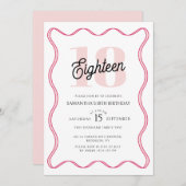 18レトロウェーブミニマリスト18誕生日 招待状 (正面/裏面)