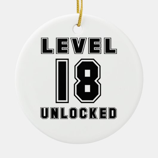 18レベルのロック解除誕生日 セラミックオーナメント (正面)