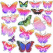 18ヴィンテージアート蝶,虹,紫,緑 シール (正面)