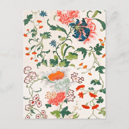18世中国の紀半ばの花柄 ポストカード (正面)
