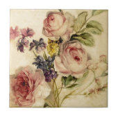 18世紀からのヴィンテージの花模様 タイル (正面)