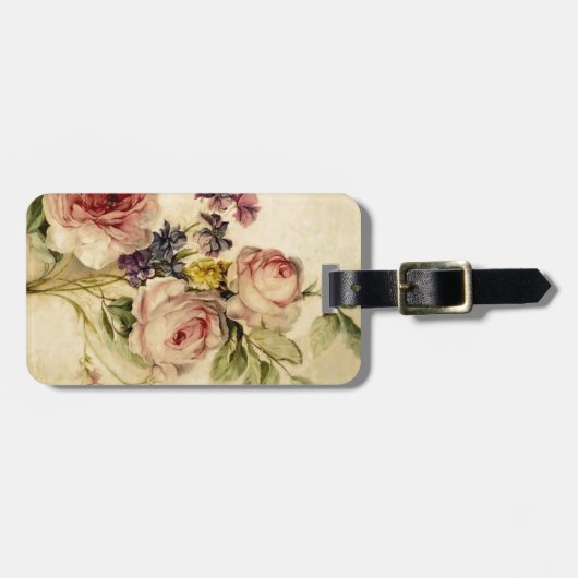18世紀からのヴィンテージの花模様 ラゲッジタグ (正面横)