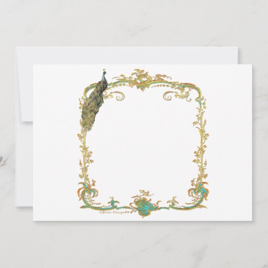 18世紀のおとぎ話のようなウェディング ペコックの招待状 招待状 (裏面)