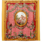 18世紀のバロック風のプリント人とチェルブ シャワーカーテン (正面)