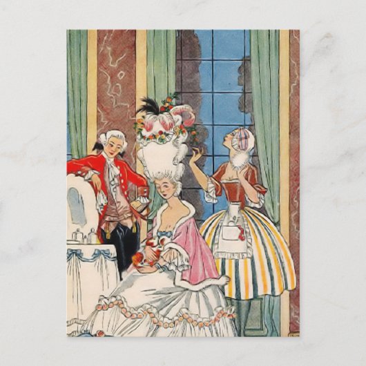 18世紀のファッションフランスのby George Barbier ポストカード (正面)