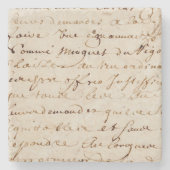 18世紀のヴィンテージのフランスのな原稿のグランジな硫酸紙 ストーンコースター (正面)