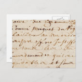 18世紀のヴィンテージのフランスのな原稿のグランジな硫酸紙 ポストカード (正面/裏面)