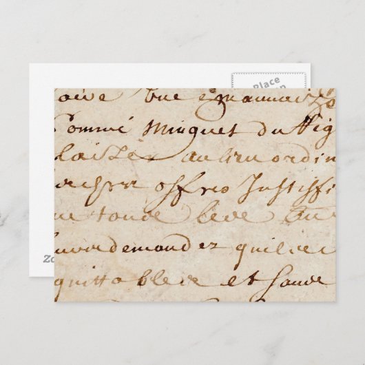 18世紀のヴィンテージのフランスのな原稿のグランジな硫酸紙 ポストカード (正面/裏面)