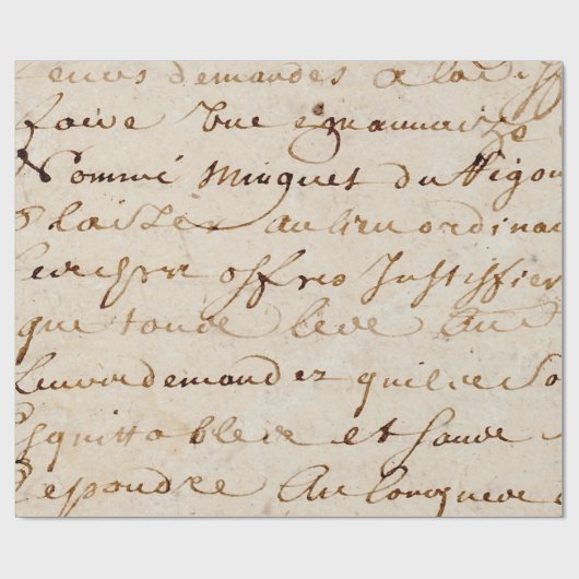 18世紀のヴィンテージのフランスのな原稿のグランジな硫酸紙 ラッピングペーパー (フラット)