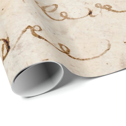 18世紀のヴィンテージのフランスのな原稿のグランジな硫酸紙 ラッピングペーパー (ロールコーナー)