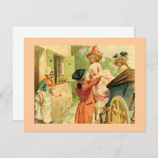 18世紀のヴィンテージスタイルのカードパーティ招待状 招待状 (正面/裏面)