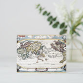 18世紀の世界地図の回転 ポストカード (スタンド正面)