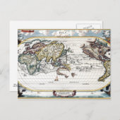 18世紀の世界地図の回転 ポストカード (正面/裏面)