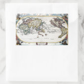 18世紀の世界地図の回転 長方形シール (バッグ)