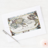 18世紀の世界地図の回転 長方形シール (封筒)