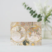 18世紀の双半球地図 ポストカード (スタンド正面)