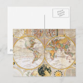 18世紀の双半球地図 ポストカード (正面/裏面)