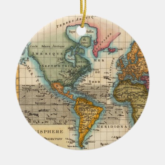18世紀の古地図 世界地図 セラミックオーナメント (正面)