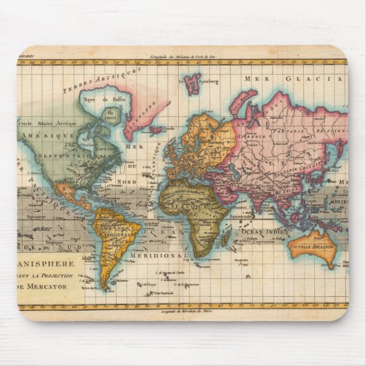 18世紀の古地図 世界地図 マウスパッド (正面)