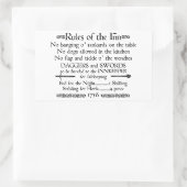 18世紀の宿屋の看板の規則 長方形シール (バッグ)