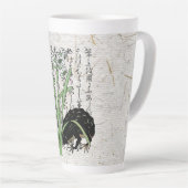 18世紀の日本の植物画のカエル・ヒキガエル カフェラテマグ (右アングル)
