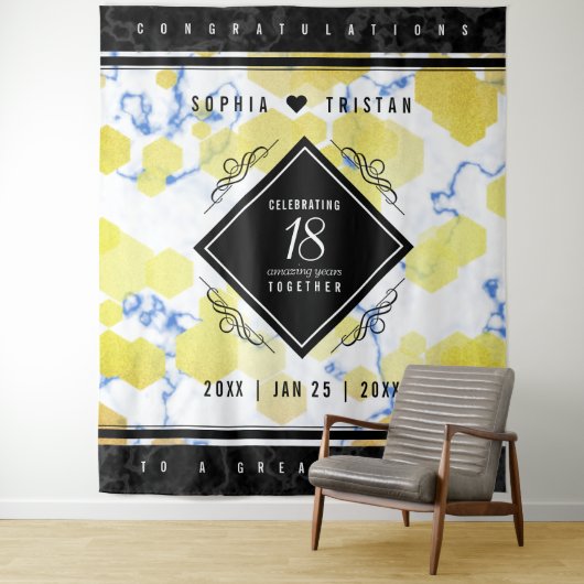 18世紀の磁器 結婚18周年記念日 タペストリー (インサイチュ)