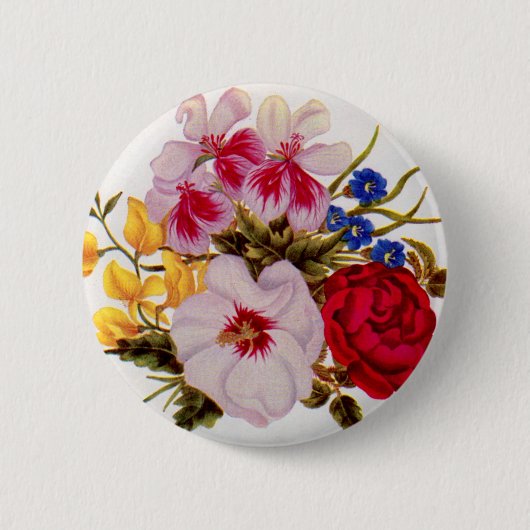 18世紀の花束花 缶バッジ (正面)