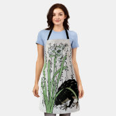 18世紀日本の植物カエル エプロン (着用した状態)