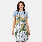 18世紀日本の植物カエル エプロン (着用した状態)