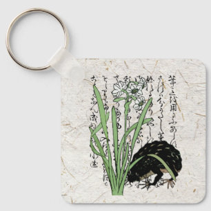 18世紀日本の植物カエル キーホルダー