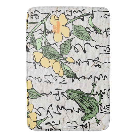 18世紀日本の植物カエル バスマット (正面縦)