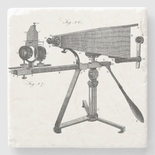 18世紀顕微鏡アンティーク科学楽器 ストーンコースター (正面)