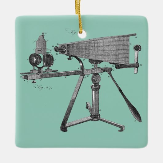 18世紀顕微鏡アンティーク科学楽器 セラミックオーナメント (正面)