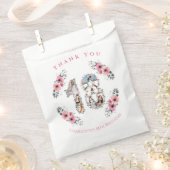 18人目の女の子誕生日フォトコラージピンクフラワー フェイバーバッグ (クリップ留めされた状態)