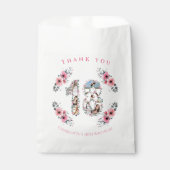 18人目の女の子誕生日フォトコラージピンクフラワー フェイバーバッグ (正面)