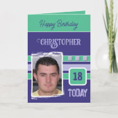 18今日は彼の紫の緑の誕生日のための写真を追加 カード (正面)