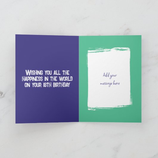 18今日は彼の紫の緑の誕生日のための写真を追加 カード (内部)