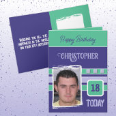 18今日は彼の紫の緑の誕生日のための写真を追加 カード