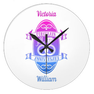 18伝統的磁器創立結婚18周年 ラージ壁時計