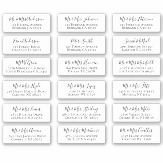 18個々のスクリプト名住所 シール (正面)