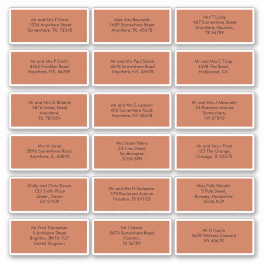 18個のゲスト名アドレステラコッタ シール (正面)